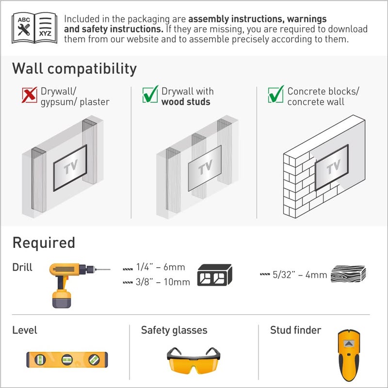 Barkan TV Wall Mount, 13-65 inch Full Motion Articulating - 3 Movement Flat/Curved Screen Bracket, Holds up to 88lbs, Patented, Fits LED OLED LCD - Image 5